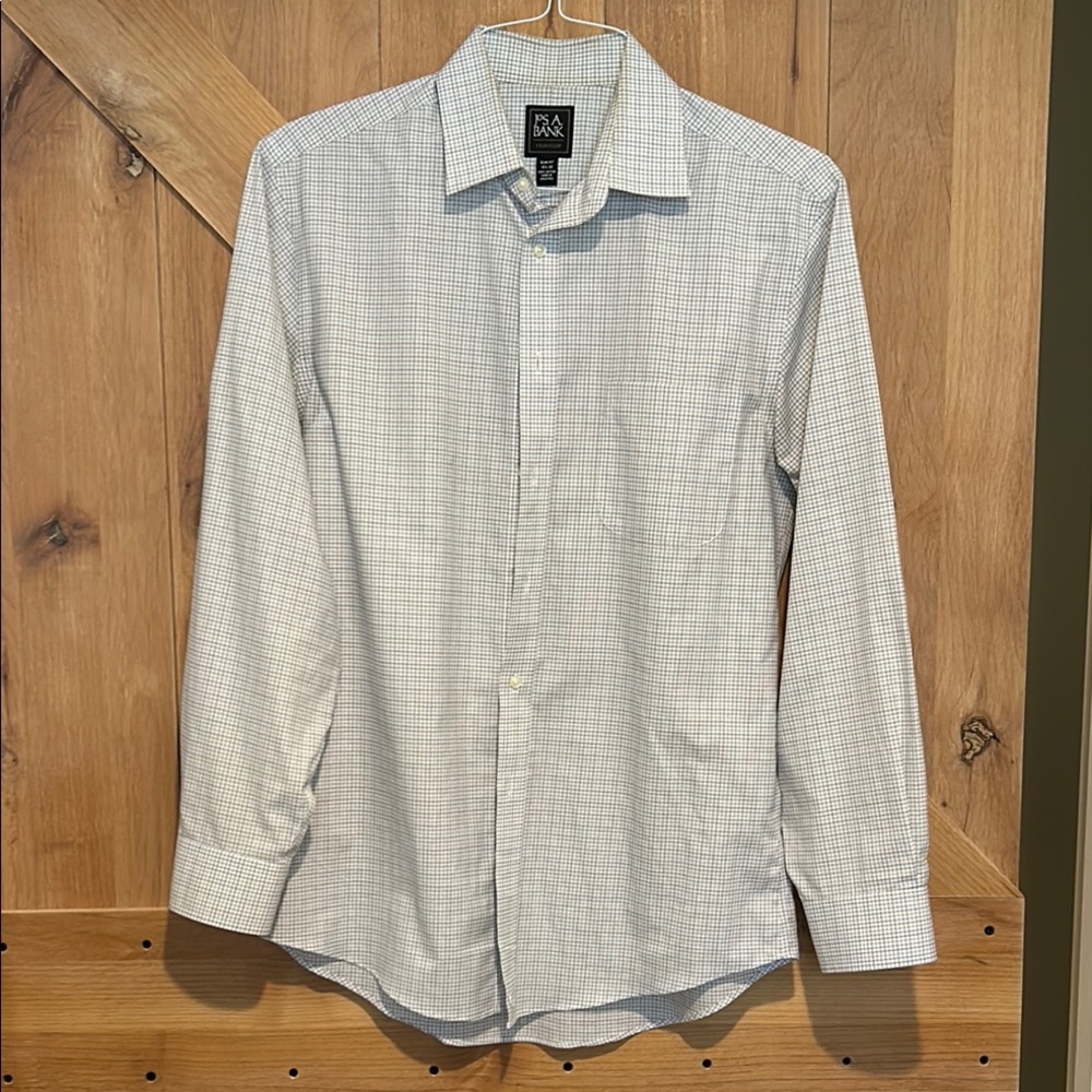 Jos. A. Bank White Checkered Casual Button Down Shirt